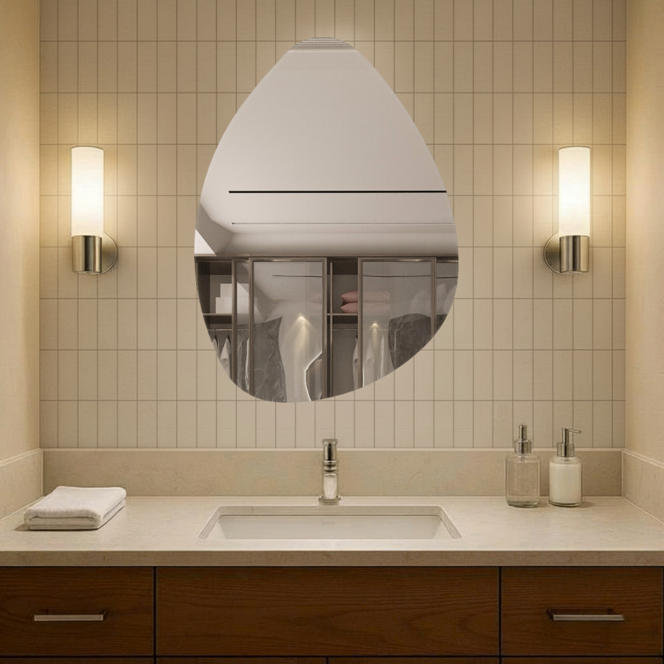 Gương Treo Tường HOME DECOR Kiểu Dáng Hình Hạt Đậu Có Led Cảm Ứng 3 Màu Tiện Lợi