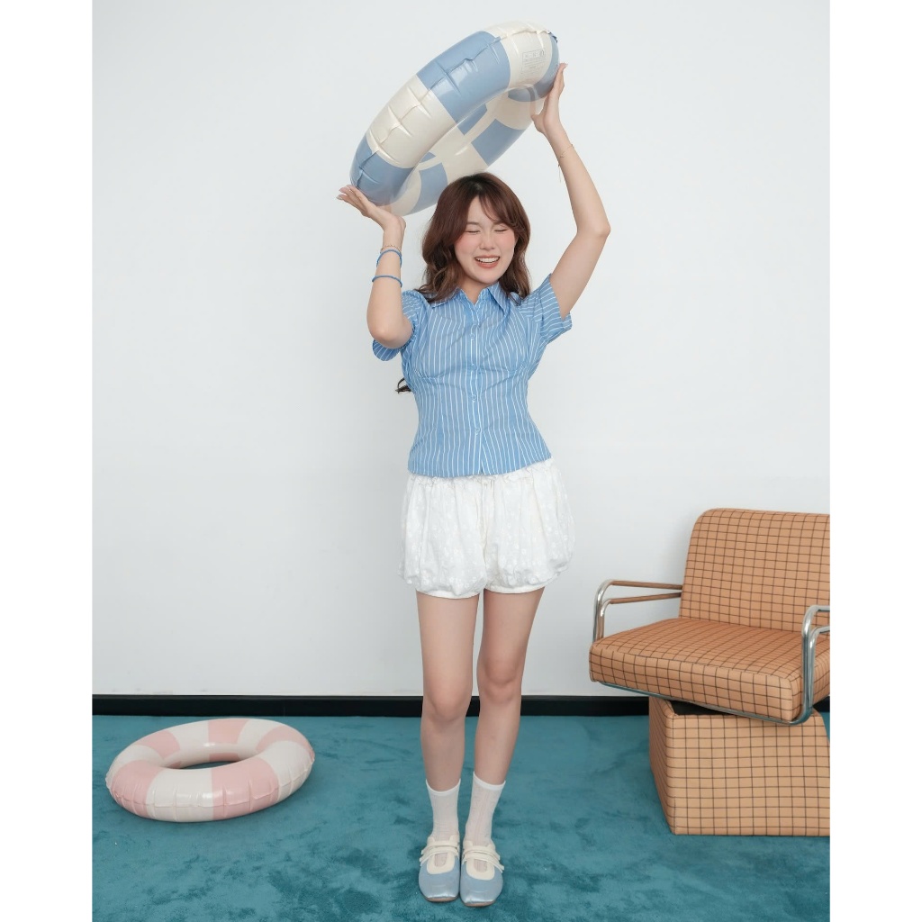 Áo Nữ REMBOL TOP Chiết Eo Kẻ Sọc Thanh Lịch SECODEE