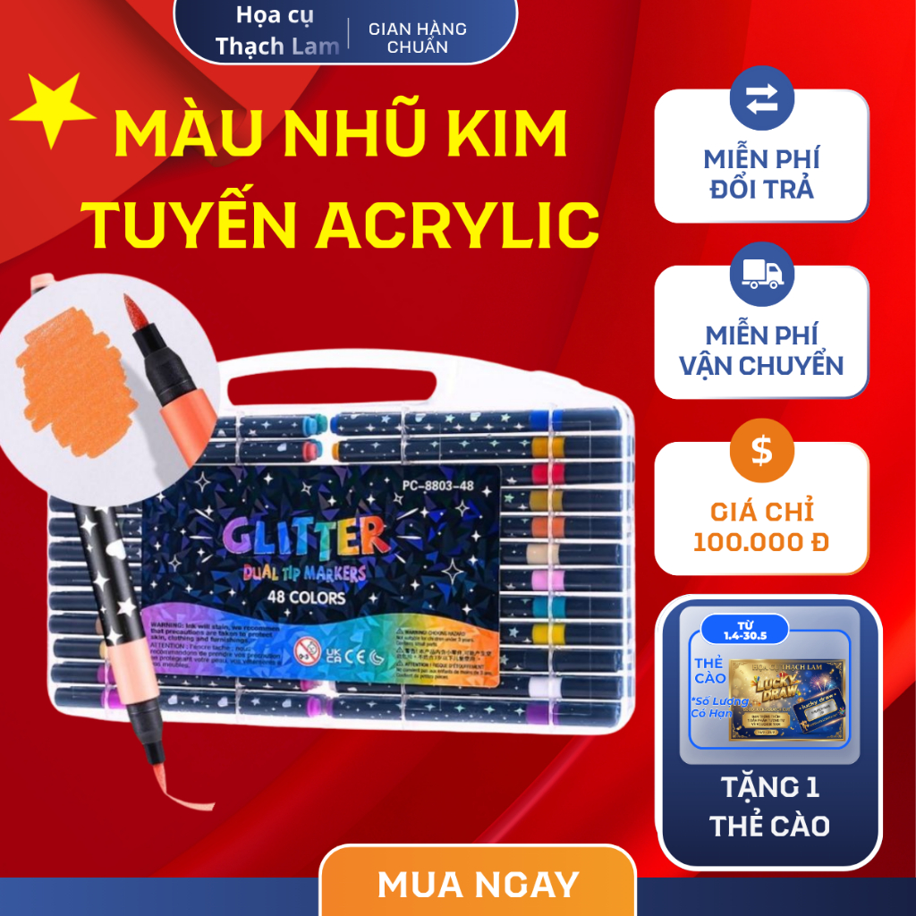 Hỏa Tốc Bút Marker Kim Tuyến Dạ Quang 2 Đầu/1 Đầu 24/48/72/96 Màu Tô Vẽ Trang Trí, Màu Vẽ đẹp