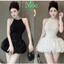 MK_ Đầm váy ngắn, đi tiệc cổ yếm ôm body đính đá tùng bí xoắn lưới sóng bồng kèm quần