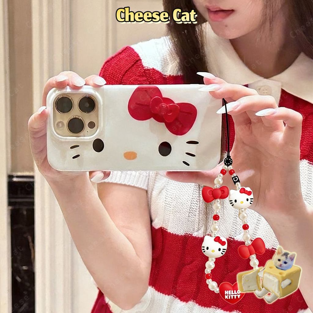 Ốp điện thoại di động Kitty + Ốp lưng iPhone hình chuỗi Kitty cho iPhone 13 14 15 16 17 11 12 Pro Max Xs Max 6 7 8 Plus