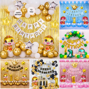 Set Bóng Bay Trang Trí Sinh Nhật Tuổi Rắn, Rồng Combo Bong Bóng Decor Thôi Nôi Cho Bé