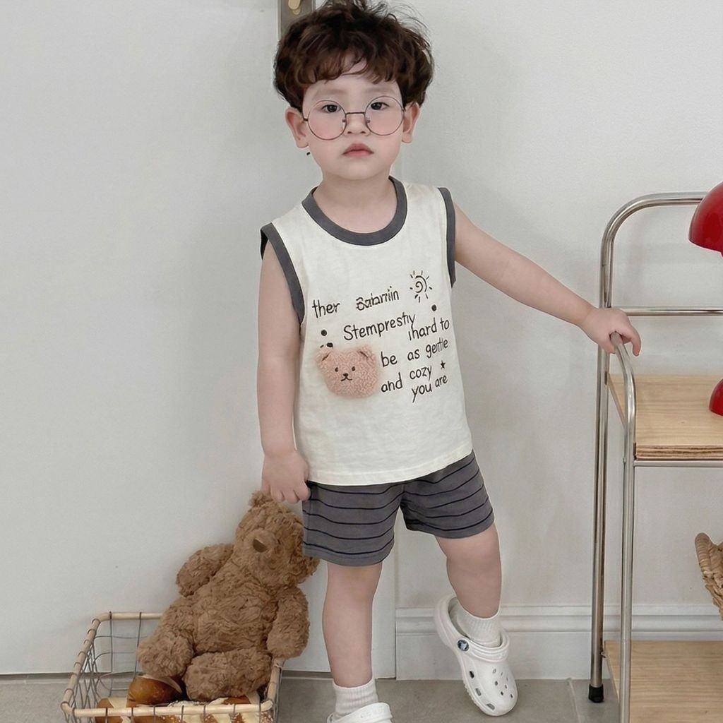 Bộ Đồ Cho Bé Trai Bé Gái 5-15kg - Set Quần Áo Trẻ Em Cotton Co Giãn 4 Chiều, Thấm Hút Môi Hôi, Họa Tiết Đáng Yêu