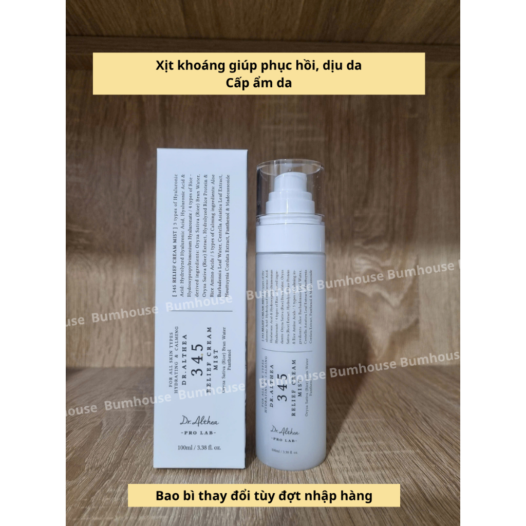 Xịt khoáng dưỡng da Dr.Althea 345 Relief Cream Mist 100ml Phục Hồi, Ẩm Da, Dịu Da