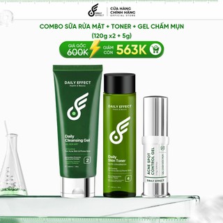 [Combo Sữa Rửa Mặt + Toner + Gel Chấm Mụn] - DAILY EFFECT (120g + 120g + 5g)