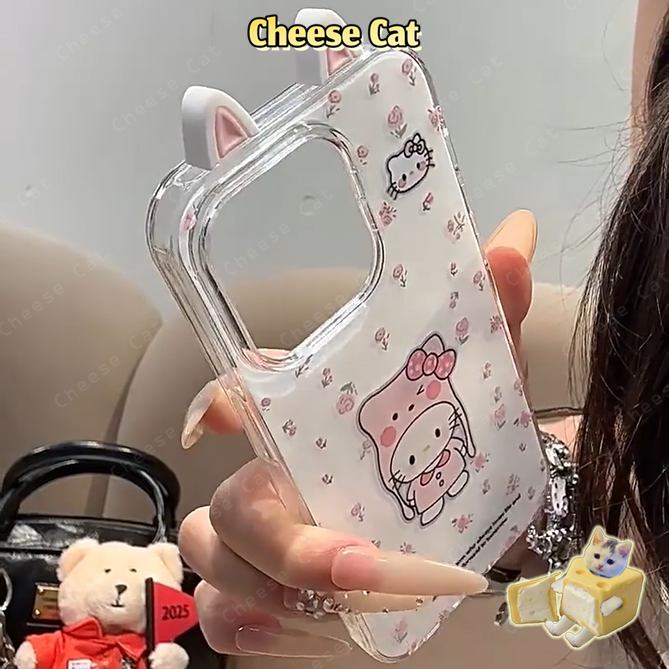 Ốp điện thoại màu hồng hình hoa Kitty màu hồng cho iPhone 13 14 15 16 17 11 12 Pro Max Xs Max XR 6 7 8 Plus