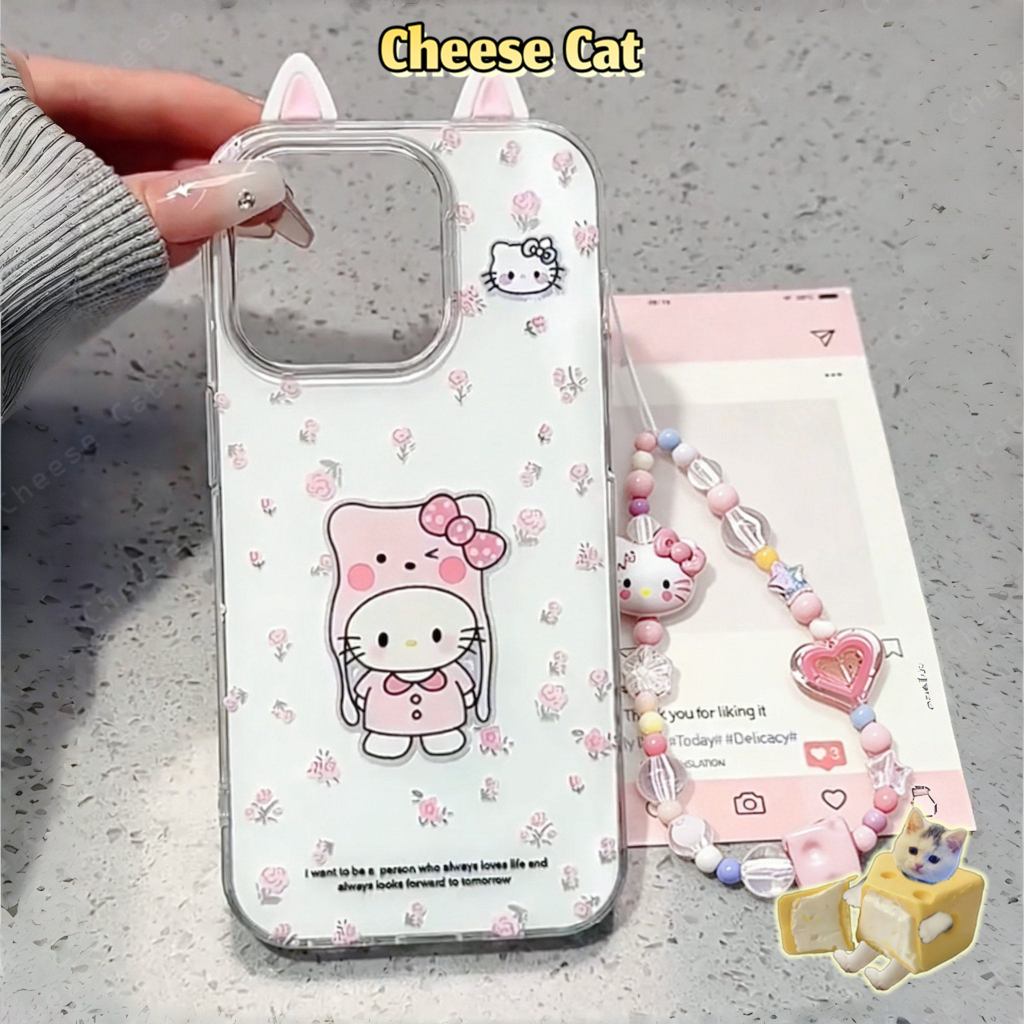 Ốp điện thoại màu hồng hình hoa Kitty màu hồng cho iPhone 13 14 15 16 17 11 12 Pro Max Xs Max XR 6 7 8 Plus