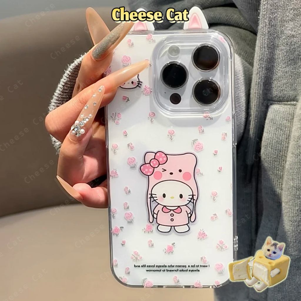 Ốp điện thoại màu hồng hình hoa Kitty màu hồng cho iPhone 13 14 15 16 17 11 12 Pro Max Xs Max XR 6 7 8 Plus