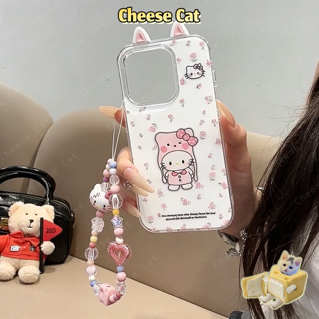 Ốp điện thoại màu hồng hình hoa Kitty màu hồng cho iPhone 13 14 15 16 17 11 12 Pro Max Xs Max XR 6 7 8 Plus