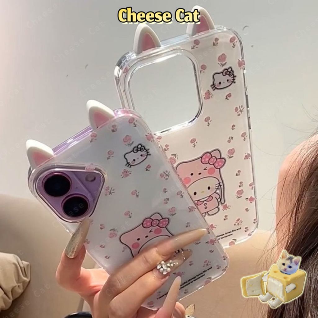 Ốp điện thoại màu hồng hình hoa Kitty màu hồng cho iPhone 13 14 15 16 17 11 12 Pro Max Xs Max XR 6 7 8 Plus