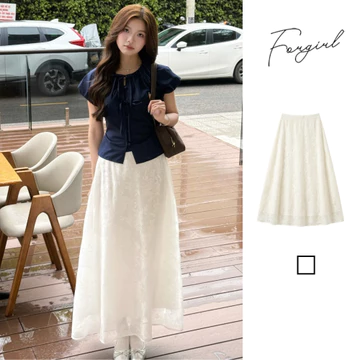 Chân váy midi dáng dài ForgirlStudio chân váy TAMMY chất ren cạp chun sau có lớp lót trong T241