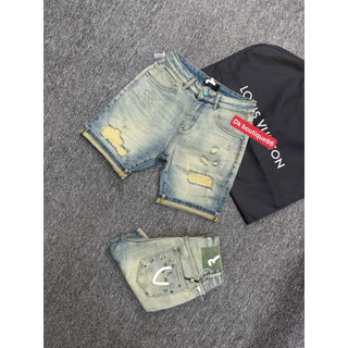 Quần Short Jean Nam xanh rách Wash Bụi Phối Gấu Xắn Cá Tính – Co Giãn Nhẹ, Form Slim Fit Trẻ Trung phong cách
