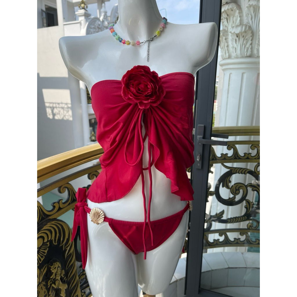 TINA-bikini chân váy làm thành áo + hoa