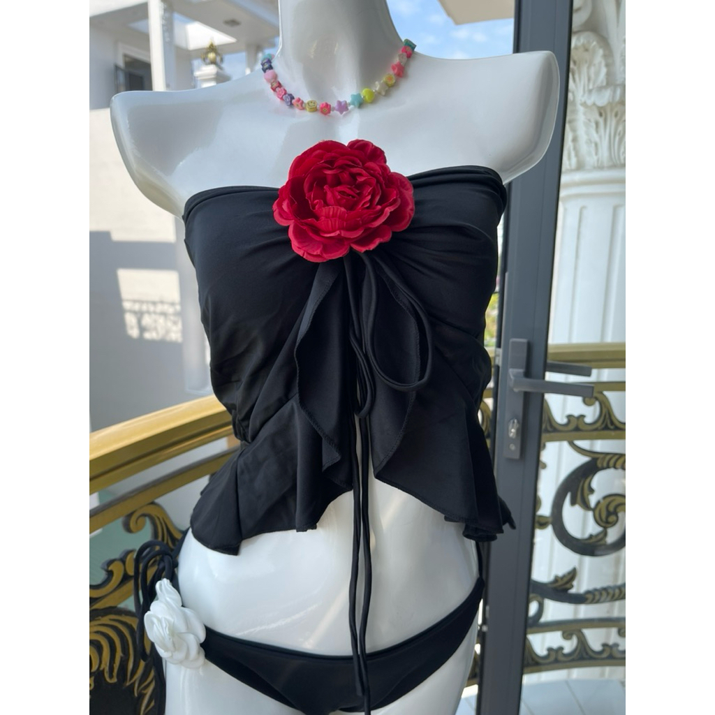 TINA-bikini chân váy làm thành áo + hoa