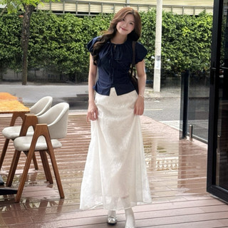 Chân váy midi dáng dài ForgirlStudio chân váy TAMMY chất ren cạp chun sau có lớp lót trong T241