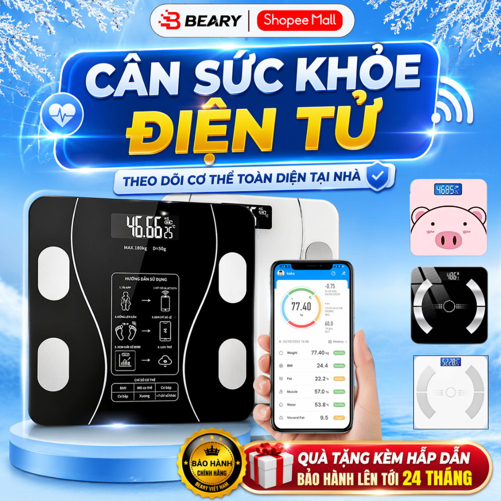 Cân Điện Tử METIS Sạc USB Kết Nối Bluetooth Phân Tích Chỉ Số Cơ Thể Trọng Lượng Tối Đa 180kg