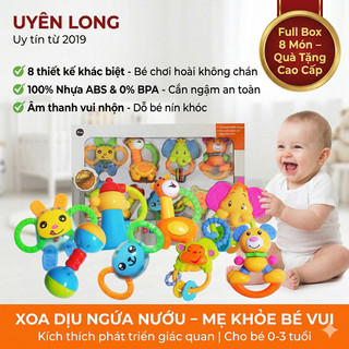 Combo 8 Lục Lạc Gặm Nướu Cho Bé – Bộ Đồ Chơi Sơ Sinh Full Box, An Toàn, Bé Chơi Cả Ngày Không Chán