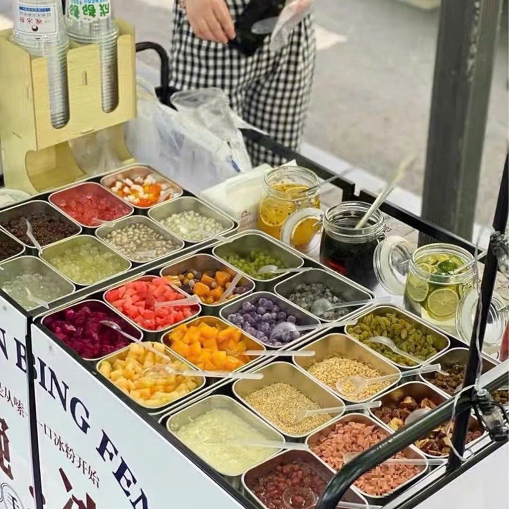 Khay Inox 201 Đựng Topping 6 Ngăn, 8 Ngăn Kèm Nắp Nhựa Đa Năng Cho Quầy Pha Chế