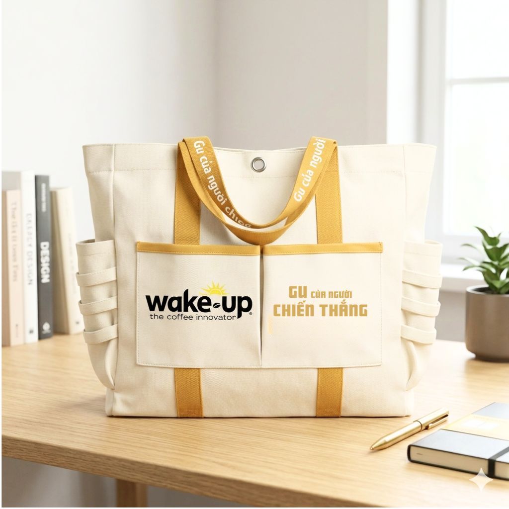 [Hàng tặng không bán] Túi vải tote Wake-up