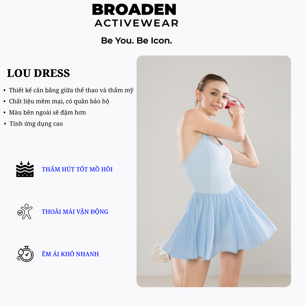 VÁY LƯỚI THỂ THAO CÓ QUẦN BẢO HỘ VÀ MÚT NGỰC LOU DRESS - BROADEN Activewear