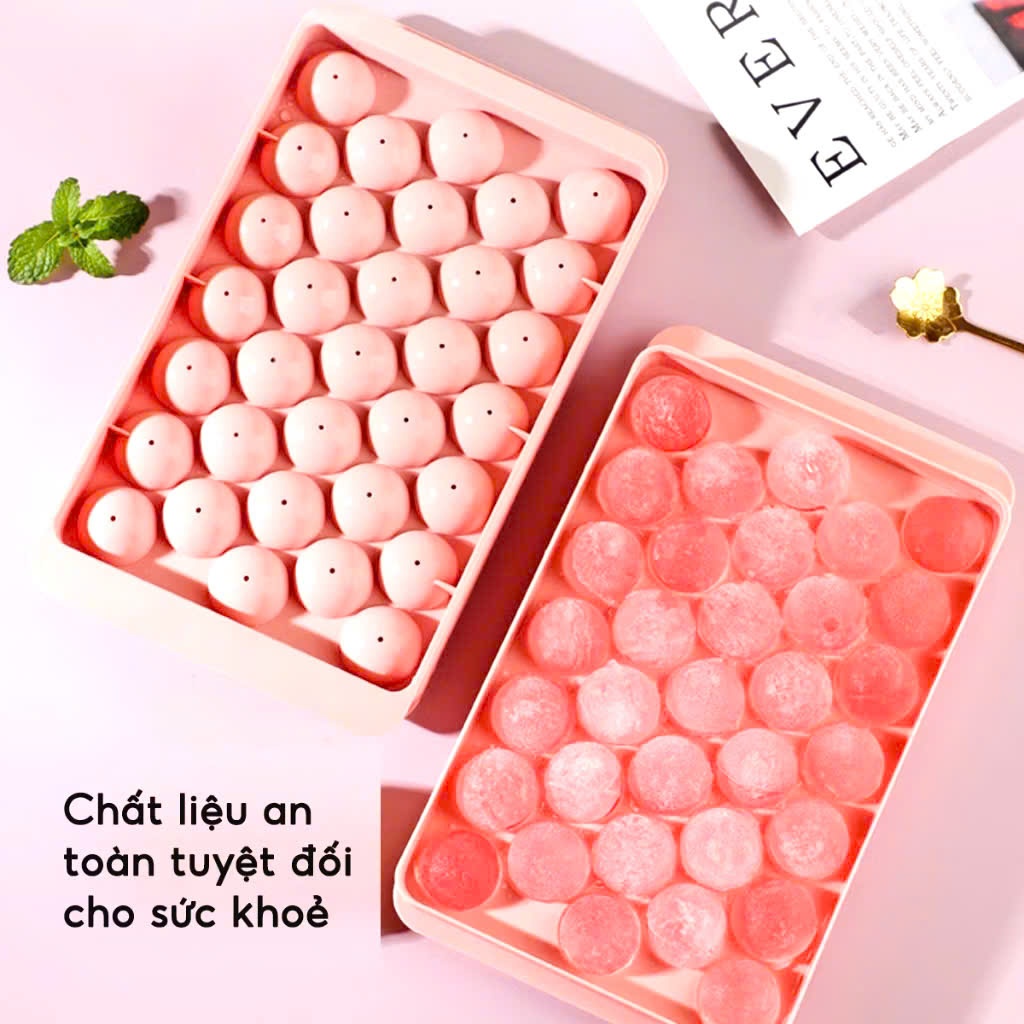 Khuôn Làm Thạch Bi Tròn 20, 33 Ô Silicon Dẻo Làm Đá Viên Kẹo Dẻo Tiện Lợi Dễ Lấy