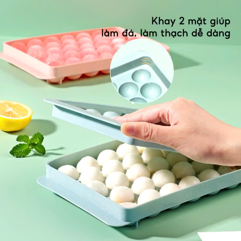 Khuôn Làm Thạch Bi Tròn 20, 33 Ô Silicon Dẻo Làm Đá Viên Kẹo Dẻo Tiện Lợi Dễ Lấy