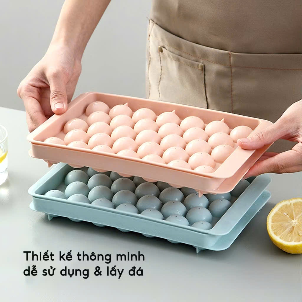 Khuôn Làm Thạch Bi Tròn 20, 33 Ô Silicon Dẻo Làm Đá Viên Kẹo Dẻo Tiện Lợi Dễ Lấy