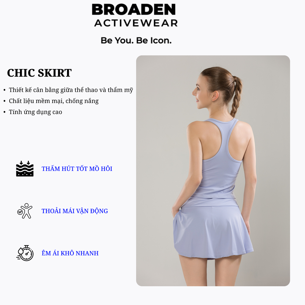 CHÂN VÁY ĐẮP TÀ thể thao, có quần bảo hộ  CHIC SKIRT - BROADEN Activewear