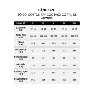6BCN04 Đồ bộ mặc nhà nữ CARDINA áo cotton cộc tay phối cổ trụ kẻ và quần thô kẻ đùi 6BCN04