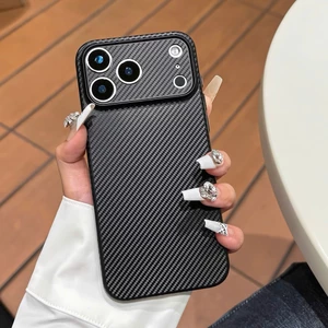 Ốp điện thoại họa tiết vân carbon siêu mỏng chống ố bảo vệ camera dành cho iPhone 17 16 15 14 13 12 Pro Promax Plus