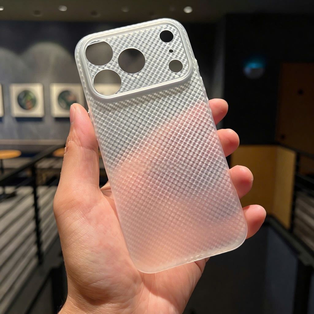 (U2) Ốp điện thoại họa tiết vân carbon siêu mỏng chống ố bảo vệ camera dành cho iPhone 17 16 15 14 13 12 Pro Promax Plus