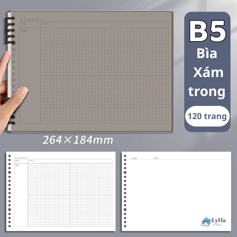Sổ Còng B5 Ghi Chép Soạn Thảo , 120 Trang Vẽ Sơ Đồ Tư Duy , Luyện Từ Vựng , Lên Mục Tiêu Công Việc cho HSSV