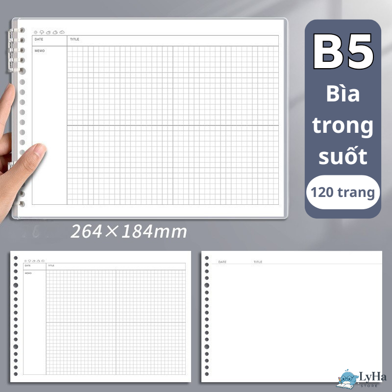Sổ Còng B5 Ghi Chép Soạn Thảo , 120 Trang Vẽ Sơ Đồ Tư Duy , Luyện Từ Vựng , Lên Mục Tiêu Công Việc cho HSSV