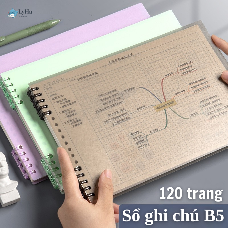 Sổ Còng B5 Ghi Chép Soạn Thảo , 120 Trang Vẽ Sơ Đồ Tư Duy , Luyện Từ Vựng , Lên Mục Tiêu Công Việc cho HSSV
