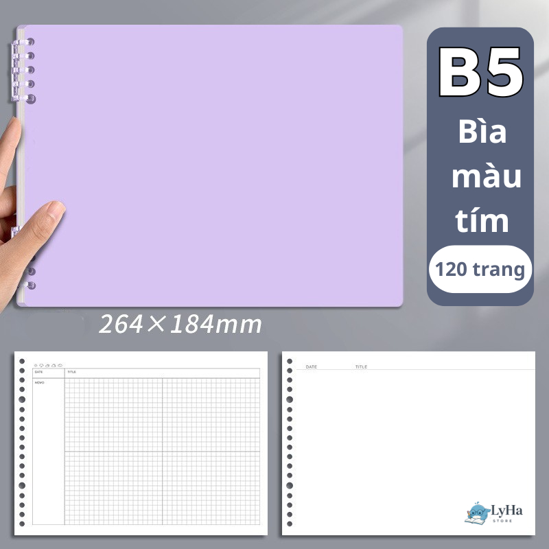 Sổ Còng B5 Ghi Chép Soạn Thảo , 120 Trang Vẽ Sơ Đồ Tư Duy , Luyện Từ Vựng , Lên Mục Tiêu Công Việc cho HSSV