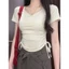 Áo Thun Cộc Tay Cổ Tim Dây Rút Eo RANSHI Áo Crt Dễ Mặc Dễ Phối Chất Thun Cotton Mềm Mịn - RA320