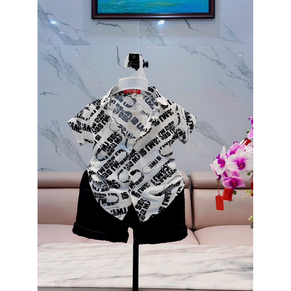 set sơmi thiêt kế cao cấp hoạ tiết lạ mắt (có tách áo lẻ) cho bé trai 10kg-54kg TONIKIDS