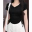 Áo Thun Cộc Tay Cổ Tim Dây Rút Eo RANSHI Áo Crt Dễ Mặc Dễ Phối Chất Thun Cotton Mềm Mịn - RA320