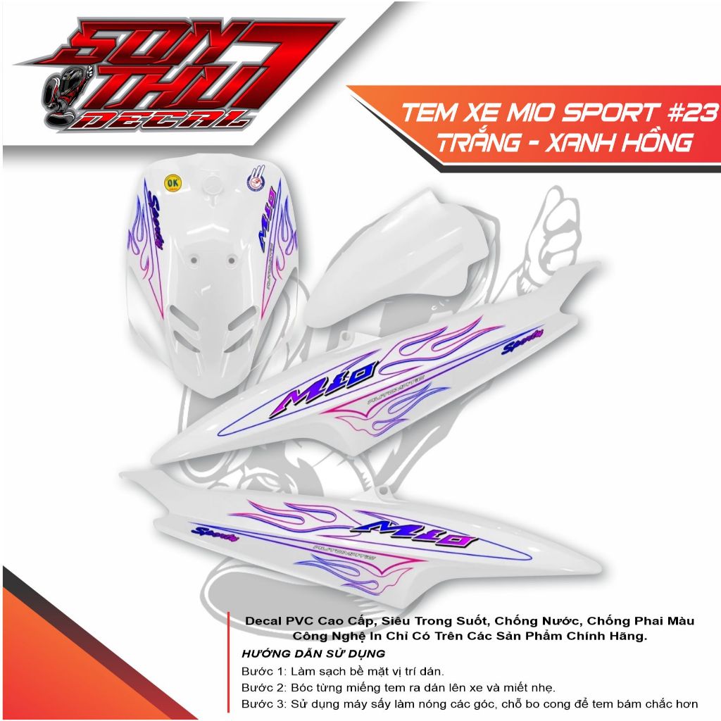 Tem xe Mio Sport #23 (CHẤT LIỆU CAO CẤp - SẮC NÉT - KHÔNG PHAI MÀU)