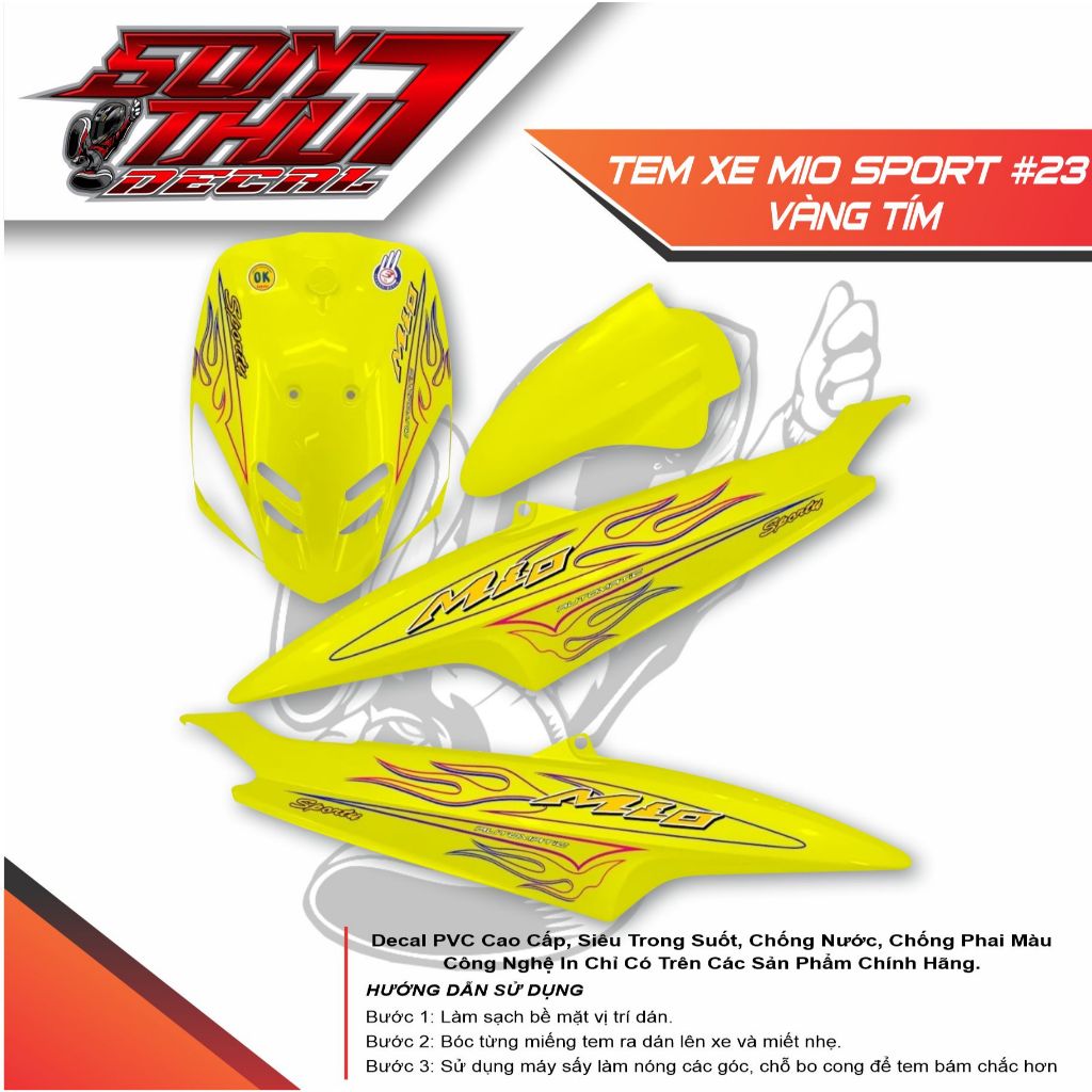 Tem xe Mio Sport #23 (CHẤT LIỆU CAO CẤp - SẮC NÉT - KHÔNG PHAI MÀU)