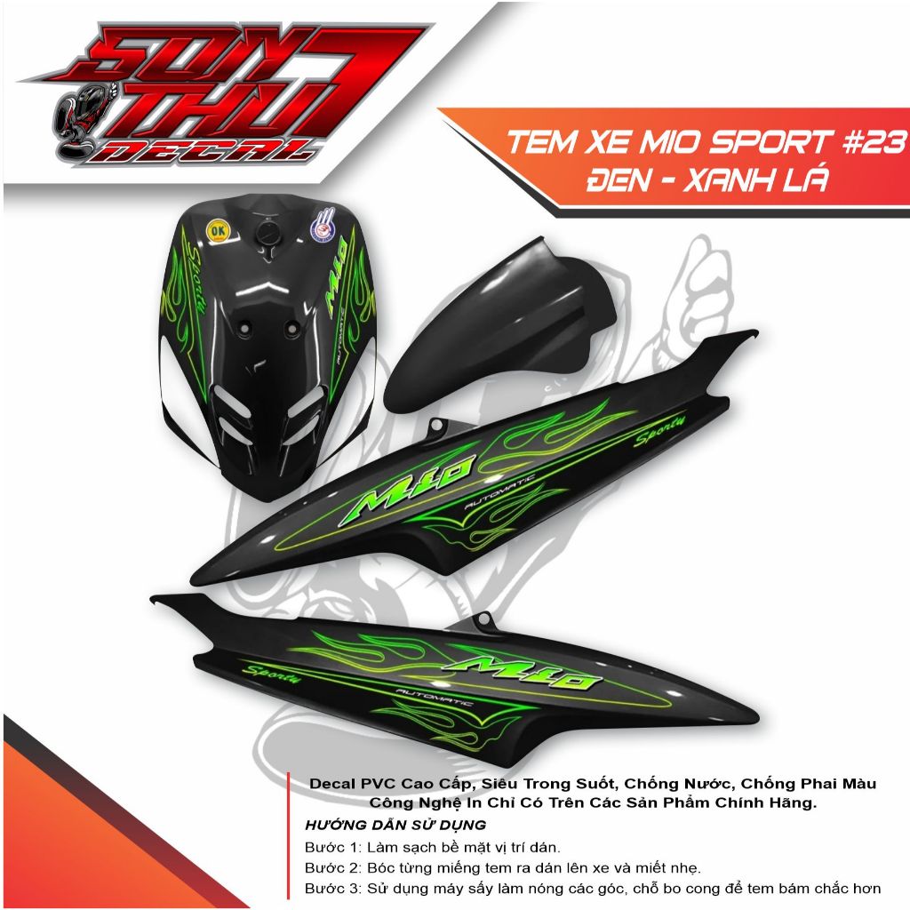 Tem xe Mio Sport #23 (CHẤT LIỆU CAO CẤp - SẮC NÉT - KHÔNG PHAI MÀU)