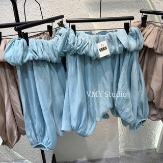 VMY Studio - Áo trễ vai bồng bềnh from xòe siêu xinh tiểu thư voan mềm mại không nóng QCCC nữ