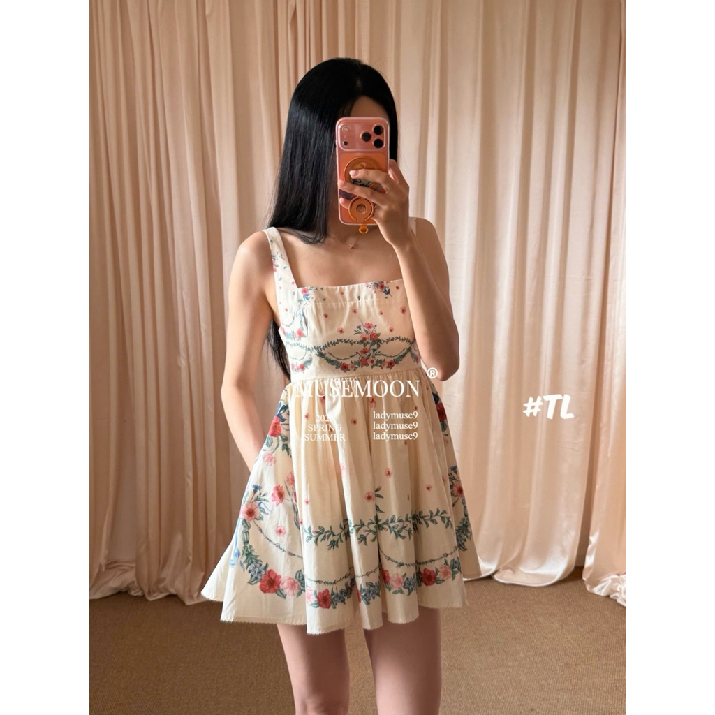 Đầm 2 dây babydoll ZMM hoa xoè