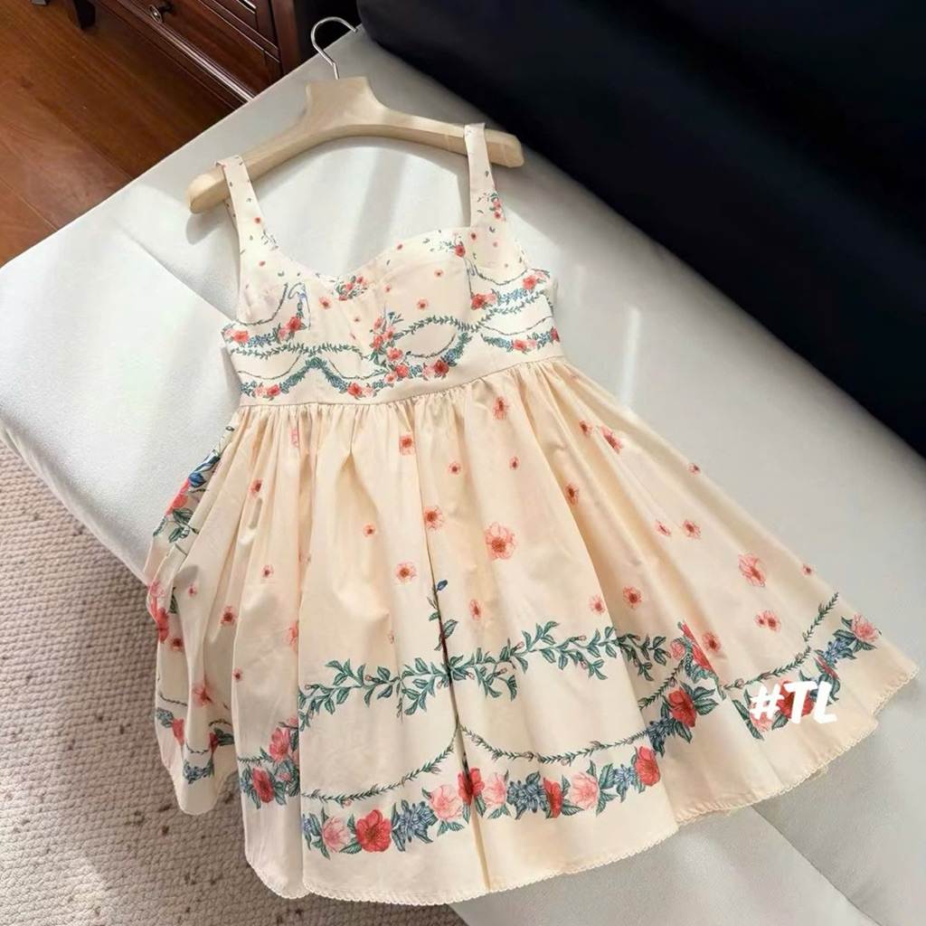 Đầm 2 dây babydoll ZMM hoa xoè