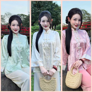 Bộ bà ba lụa trúc gấm cách tân tiểu thư | Đồ Lam An Nhiên