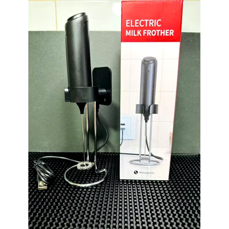 Máy Tạo Bọt Cà Phê Sữa KJBQ-10 Sạc USB Type C Đánh Bọt Nhanh Mạnh Kèm Giá Đỡ Inox