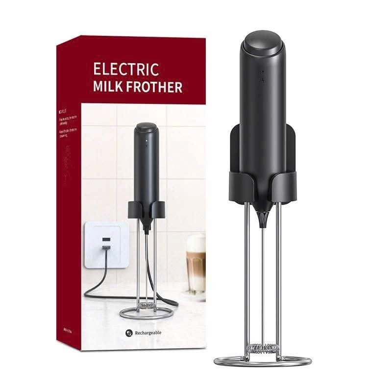 Máy Tạo Bọt Cà Phê Sữa KJBQ-10 Sạc USB Type C Đánh Bọt Nhanh Mạnh Kèm Giá Đỡ Inox