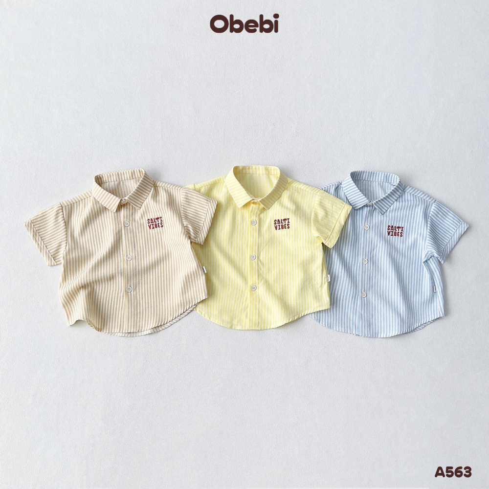 Ao Sơ Mi Kẻ Sọc, Áo Khoác Mùa Hè Obebi Cho Bé Trai Bé Gái Từ 8 - 22Kg A563