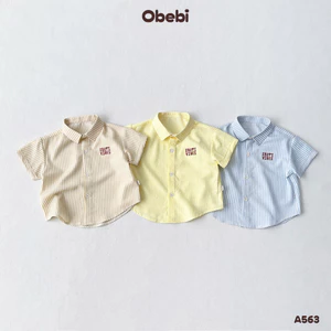 Ao Sơ Mi Kẻ Sọc, Áo Khoác Mùa Hè Obebi Cho Bé Trai Bé Gái Từ 8 - 22Kg A563