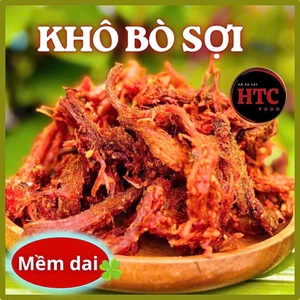 Khô bò xé sợi cao cấp mềm dai ngon đậm vị, bò khô xé sợi ăn vặt cực ghiền, hũ 300g/500g, HTC Food